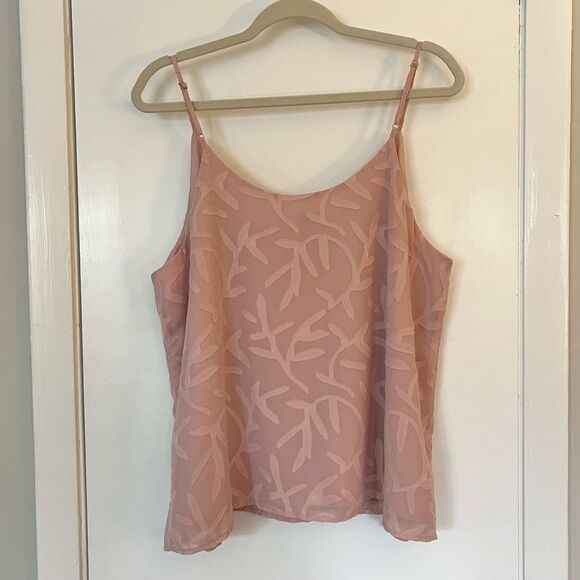 A New Day Spaghetti Strap Tank Top Floral Textured Blush Pink XXL - Picture 6 of 8